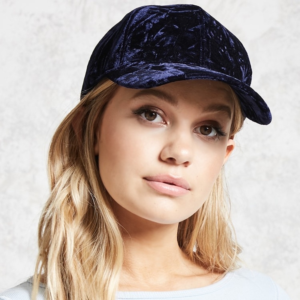 Crushed Velvet Baseball Cap Black or Blue